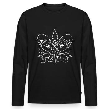 Zwergenfreunde mit Cannabisblatt - Männer Premium Bio Langarmshirt - Schwarz - Vorne - Nico (187cm)