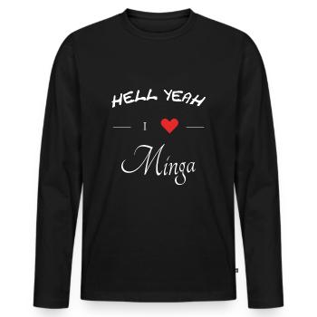 hell yeah i love minga - Männer Premium Bio Langarmshirt - Schwarz - Vorne - Nico (187cm)
