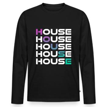 House Music - T-shirt manches longues Premium bio Homme - noir - Devant - Nico (187cm)