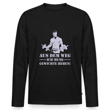 Aus dem Weg muss ich Gewichte heben! - Männer Premium Bio Langarmshirt - Schwarz - Vorne - Nico (187cm)