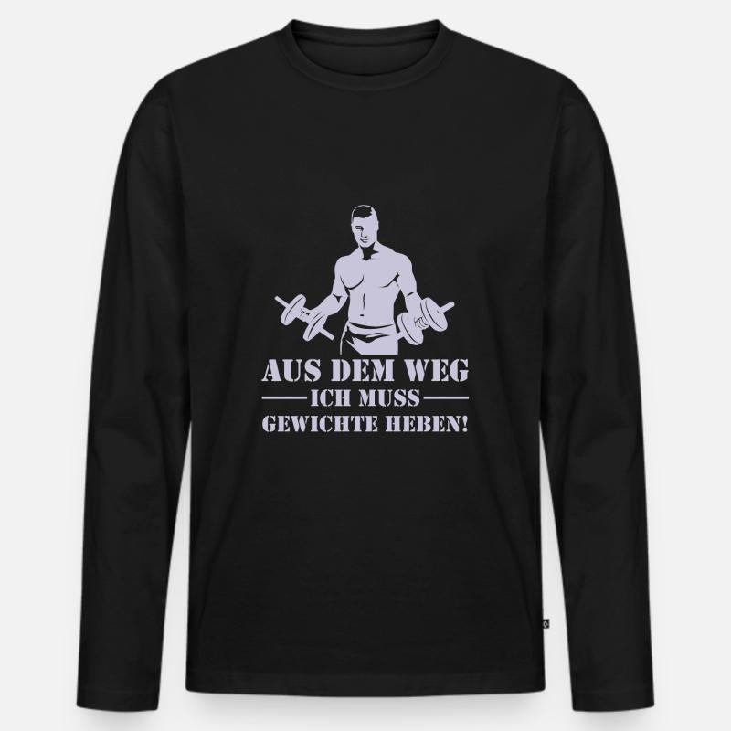 Aus dem Weg muss ich Gewichte heben! - Männer Premium Bio Langarmshirt - Schwarz