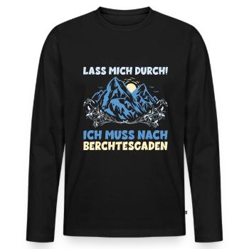Berchtesgaden Urlaub Wandern Berge LASS MICH DURCH - Männer Premium Bio Langarmshirt - Schwarz - Vorne - Nico (187cm)