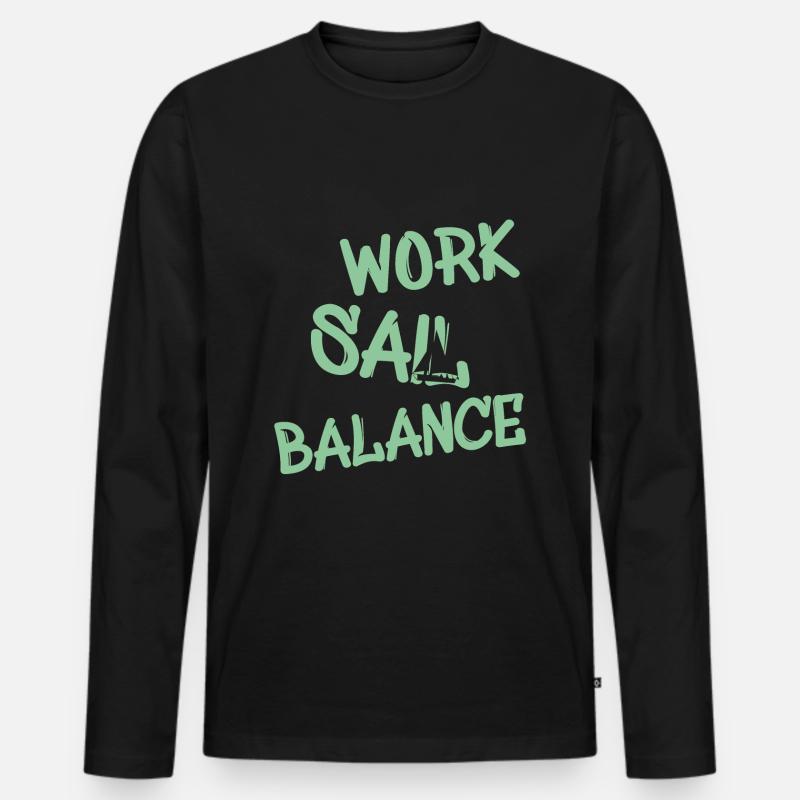 Work Sail Balance - Männer Premium Bio Langarmshirt - Schwarz