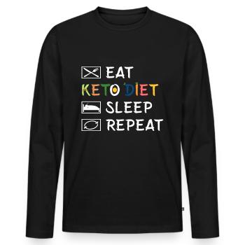 Ketarier Diät Ketogene Ernährung Ketosis Low Carb - Männer Premium Bio Langarmshirt - Schwarz - Vorne - Nico (187cm)