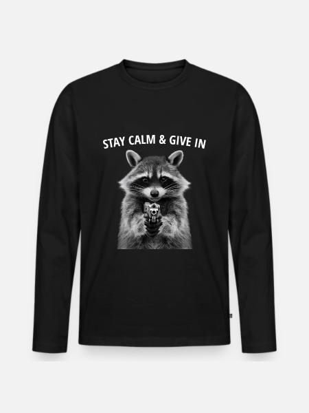 Meme raccoon - Men's Premium Organic Long Sleeve Shirt - black