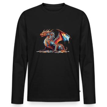 Dragon anime manga blue colorful - Men's Premium Organic Long Sleeve Shirt - black - Front - Nico (187cm)