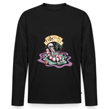 Squelette relaxant pour Halloween - T-shirt manches longues Premium bio Homme - noir - Devant - Nico (187cm)