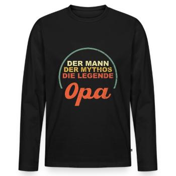 Cadeau pour grand-père grand-père - T-shirt manches longues Premium bio Homme - noir - Devant - Nico (187cm)
