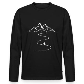 Rennrad, bike, bicycle, mountains, Berg, road bike - Männer Premium Bio Langarmshirt - Schwarz - Vorne - Nico (187cm)