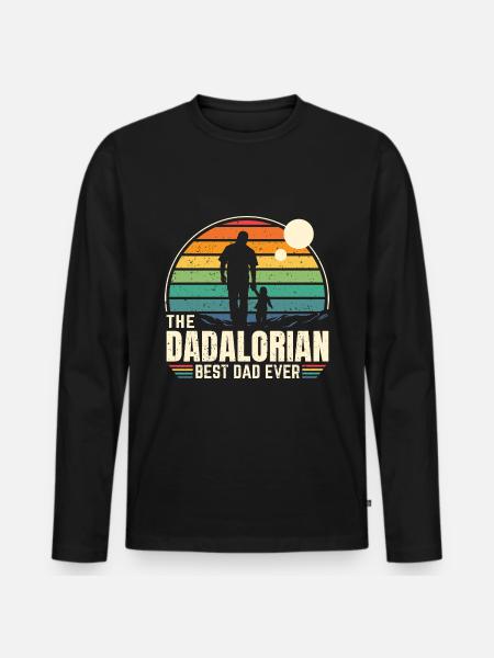 Solnedgang - Dadalorian Mando - Bedste far - Premium økologisk langærmet T-shirt til mænd - sort