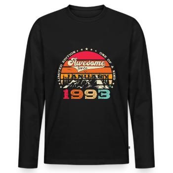 Born 1993 January 30th birthday Gift man - Men's Premium Organic Long Sleeve Shirt - black - Front - Nico (187cm)