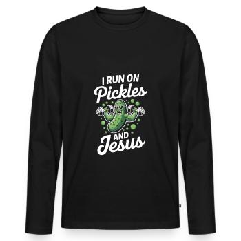 Cucumber Jesus Faith Christian - Men's Premium Organic Long Sleeve Shirt - black - Front - Nico (187cm)