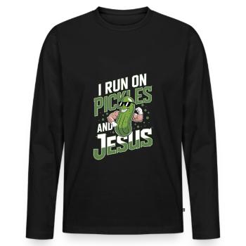 Cucumber Jesus Faith Christian - Men's Premium Organic Long Sleeve Shirt - black - Front - Nico (187cm)