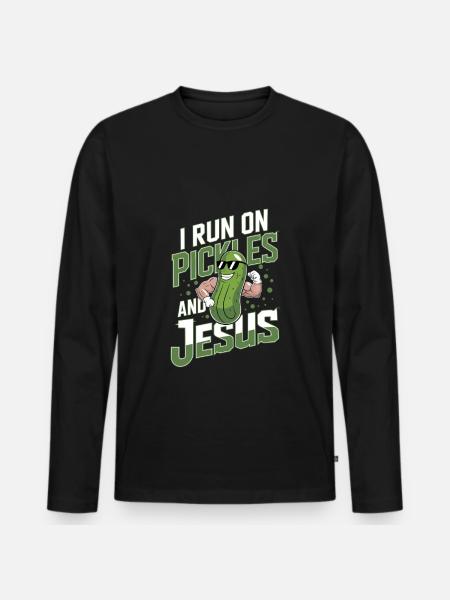 Gurke Jesus Glaube Christ - Männer Premium Bio Langarmshirt - Schwarz