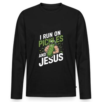 Cucumber Jesus Faith Christian - Men's Premium Organic Long Sleeve Shirt - black - Front - Nico (187cm)