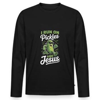 Cucumber Jesus Faith Christian - Men's Premium Organic Long Sleeve Shirt - black - Front - Nico (187cm)