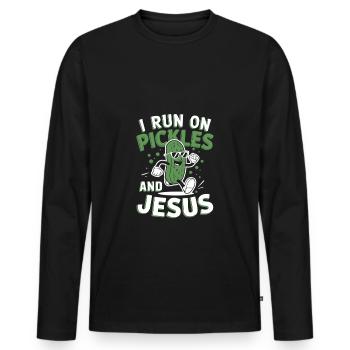 Cucumber Jesus Faith Christian - Men's Premium Organic Long Sleeve Shirt - black - Front - Nico (187cm)