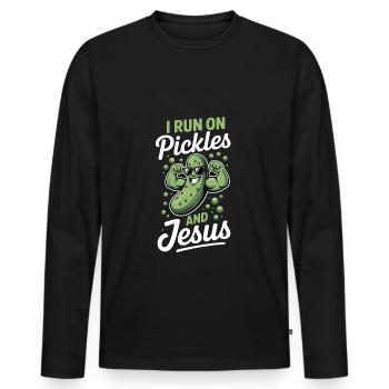 Cucumber Jesus Faith Christian - Men's Premium Organic Long Sleeve Shirt - black - Front - Nico (187cm)