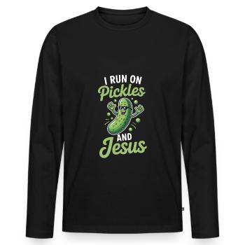 Cucumber Jesus Faith Christian - Men's Premium Organic Long Sleeve Shirt - black - Front - Nico (187cm)