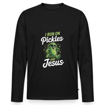 Cucumber Jesus Faith Christian - Men's Premium Organic Long Sleeve Shirt - black - Front - Nico (187cm)