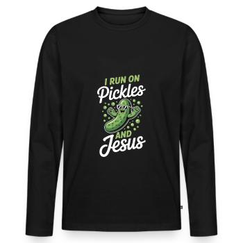 Cucumber Jesus Faith Christian - Men's Premium Organic Long Sleeve Shirt - black - Front - Nico (187cm)