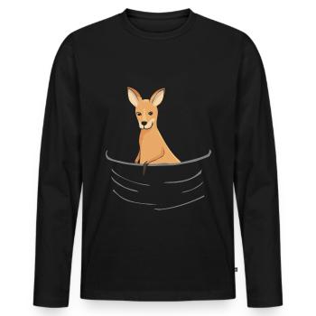 Kangaroo pouch, fanny pack, chest pocket - Men's Premium Organic Long Sleeve Shirt - black - Front - Nico (187cm)