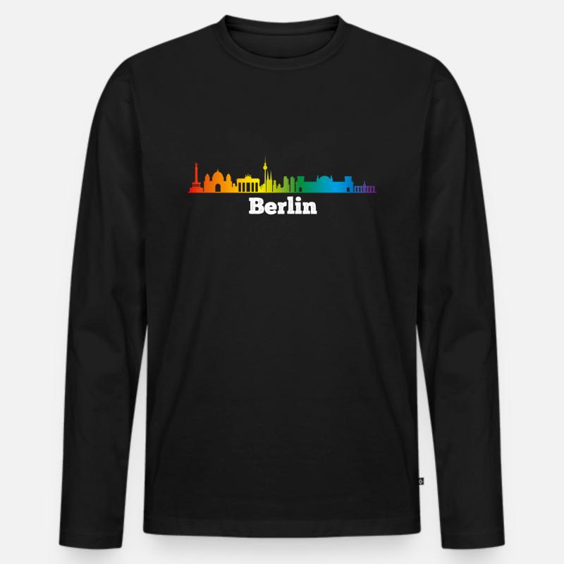 Skyline Berlin, LGBT - Männer Premium Bio Langarmshirt - Schwarz