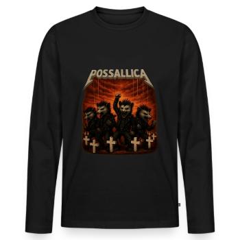 Possum Opossum Rockband - Männer Premium Bio Langarmshirt - Schwarz - Vorne - Nico (187cm)