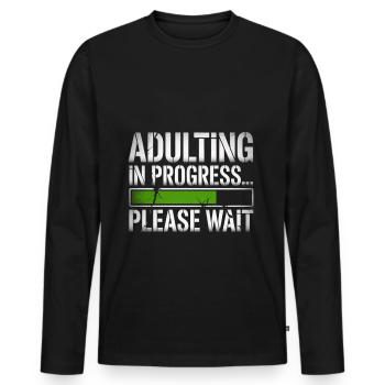 Adulte, attendez, grandir, être parent - Techno - T-shirt manches longues Premium bio Homme - noir - Devant - Nico (187cm)