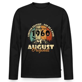 August 1960 August 1960 Gift August 1960 - Men's Premium Organic Long Sleeve Shirt - black - Front - Nico (187cm)