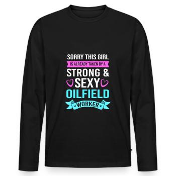 Oil Rig Oil Field Oil Rig Wife - Men's Premium Organic Long Sleeve Shirt - black - Front - Nico (187cm)