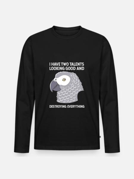 Parrot Grey - Men's Premium Organic Long Sleeve Shirt - black