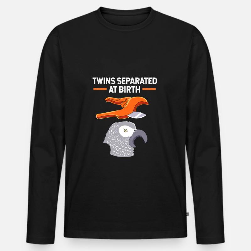 Papagei Grau Graupapagei - Männer Premium Bio Langarmshirt - Schwarz