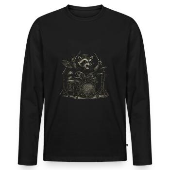 Raccoon Drums Drummer Festival - Men's Premium Organic Long Sleeve Shirt - black - Front - Nico (187cm)