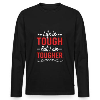 Workaholic Sprüche - Männer Premium Bio Langarmshirt - Schwarz - Vorne - Nico (187cm)