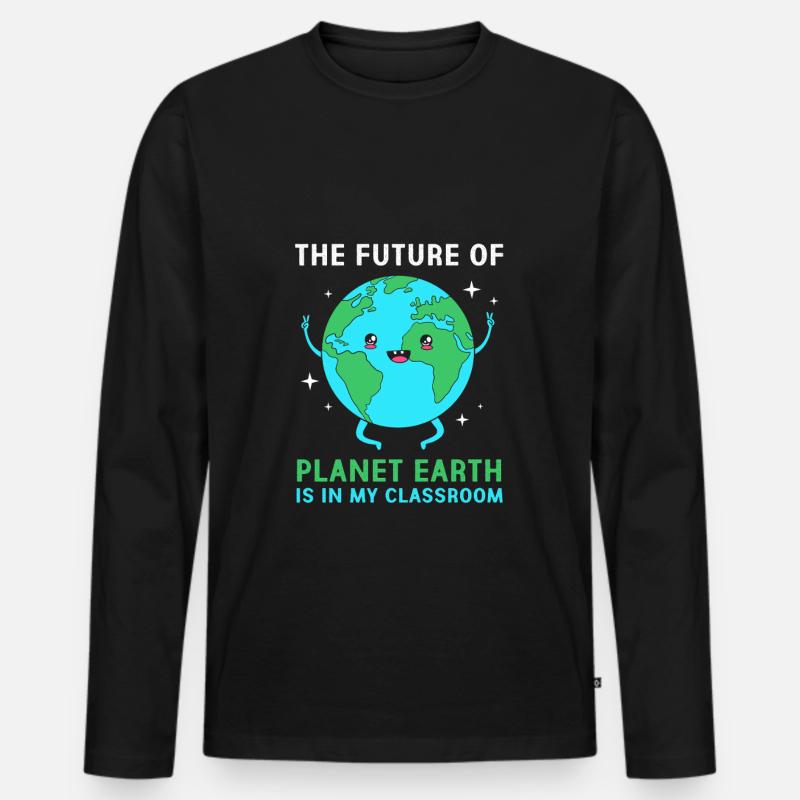 Earth Day - Männer Premium Bio Langarmshirt - Schwarz