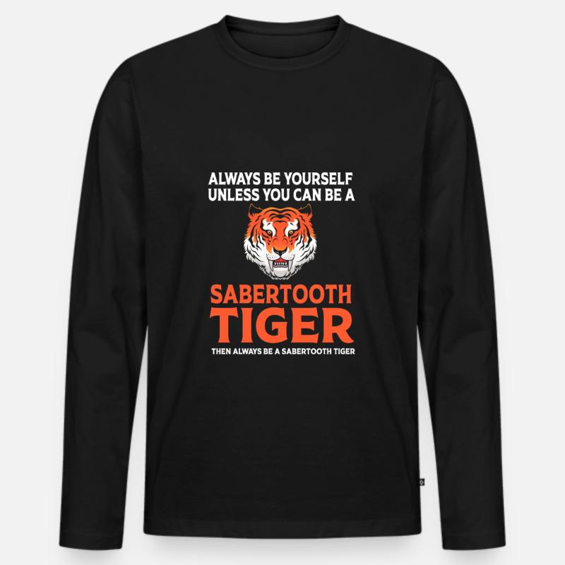 Säbelzahntiger Urzeit - Männer Premium Bio Langarmshirt - Schwarz