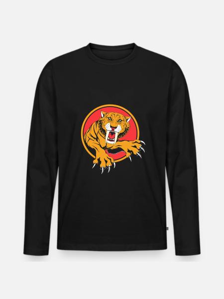 Sabre-toothed tiger Prehistoric - Men's Premium Organic Long Sleeve Shirt - black