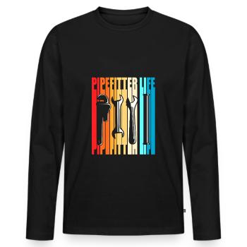 Industrial Locksmith Pipe - Men's Premium Organic Long Sleeve Shirt - black - Front - Nico (187cm)