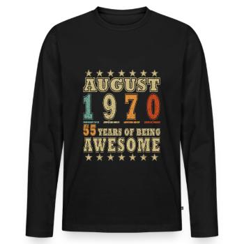 55. Geburtstag Original August 1970 Jahrgang 1970 - Männer Premium Bio Langarmshirt - Schwarz - Vorne - Nico (187cm)