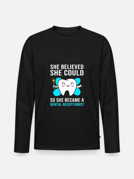 Dental Dentist Receptionist Dentist - Men's Premium Organic Long Sleeve Shirt - black