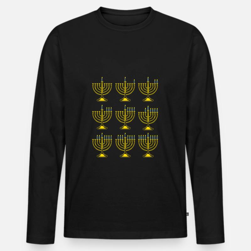 Hanukkah Chanukkah Hanukah - Männer Premium Bio Langarmshirt - Schwarz