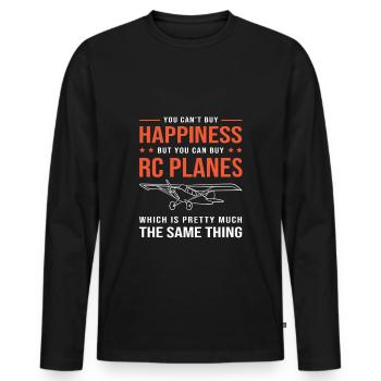 Model Airplane Model Airplane - Men's Premium Organic Long Sleeve Shirt - black - Front - Nico (187cm)