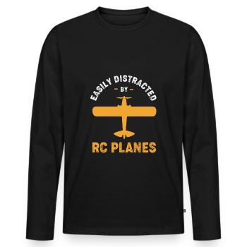 Model Airplane Model Airplane - Men's Premium Organic Long Sleeve Shirt - black - Front - Nico (187cm)