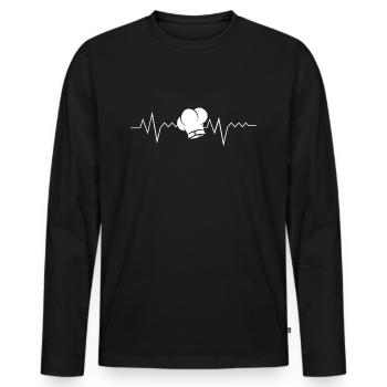 Cooking Heart Beat - Cook heartbeat - Men's Premium Organic Long Sleeve Shirt - black - Front - Nico (187cm)
