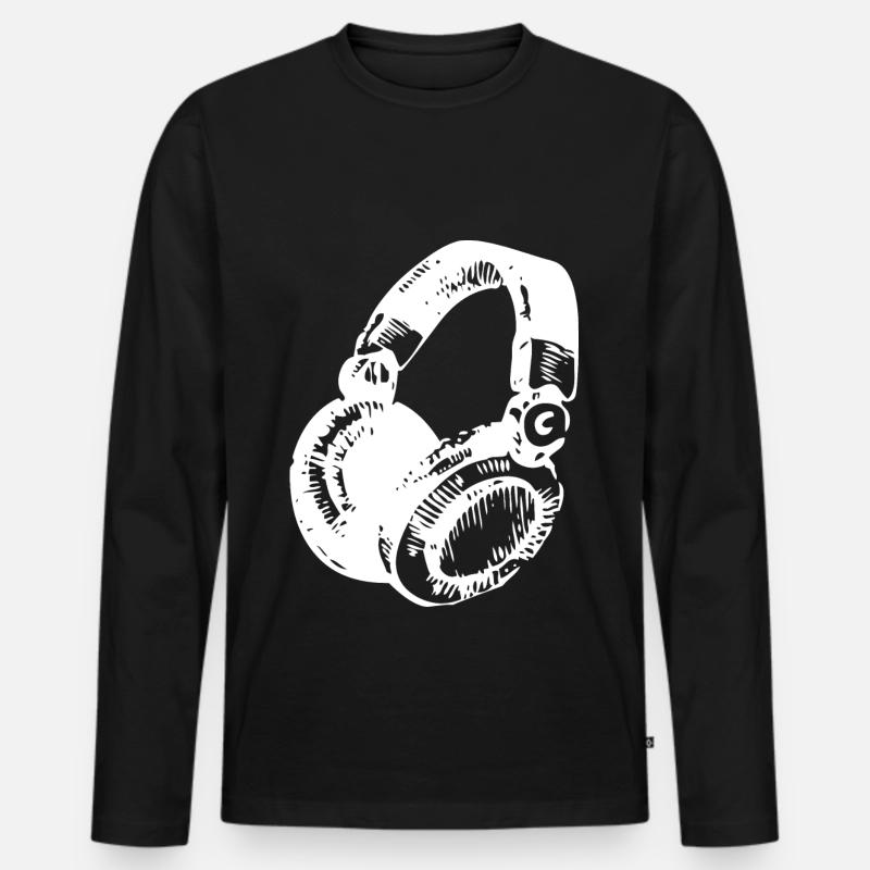 DJ Headset - Männer Premium Bio Langarmshirt - Schwarz