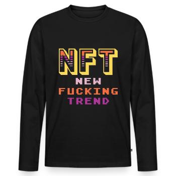 NFT New Fucking Trend Crypto Coin Bitcoin Love - Men's Premium Organic Long Sleeve Shirt - black - Front - Nico (187cm)