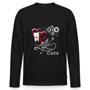 Amis chat, dire chat - T-shirt manches longues Premium bio Homme - noir - Devant - Nico (187cm)