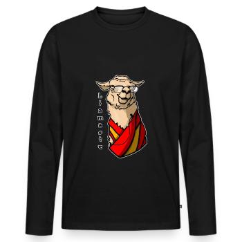 Llamaste - dalai Lama - Männer Premium Bio Langarmshirt - Schwarz - Vorne - Nico (187cm)