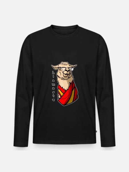 Llamaste - dalai Lama - Männer Premium Bio Langarmshirt - Schwarz
